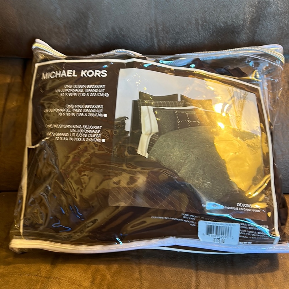 Michael Kors queen bed skirt. Chocolate brown micro fiber fabric.